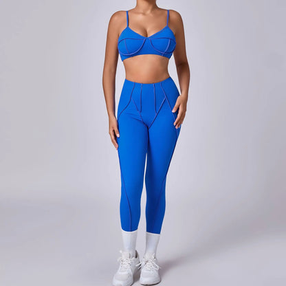 Seamless Yoga Fitness Set With High Waist Leggings And Backless Bra