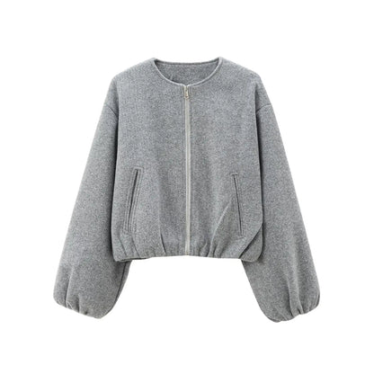 Women's Black Bomber Jacket With Cropped Varsity Winter Fashion Style Design