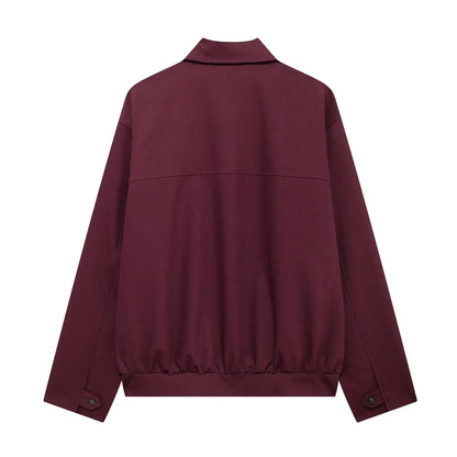 Women's Zipper Bomber Jacket With Loose Retro Fall Fashion Style Design