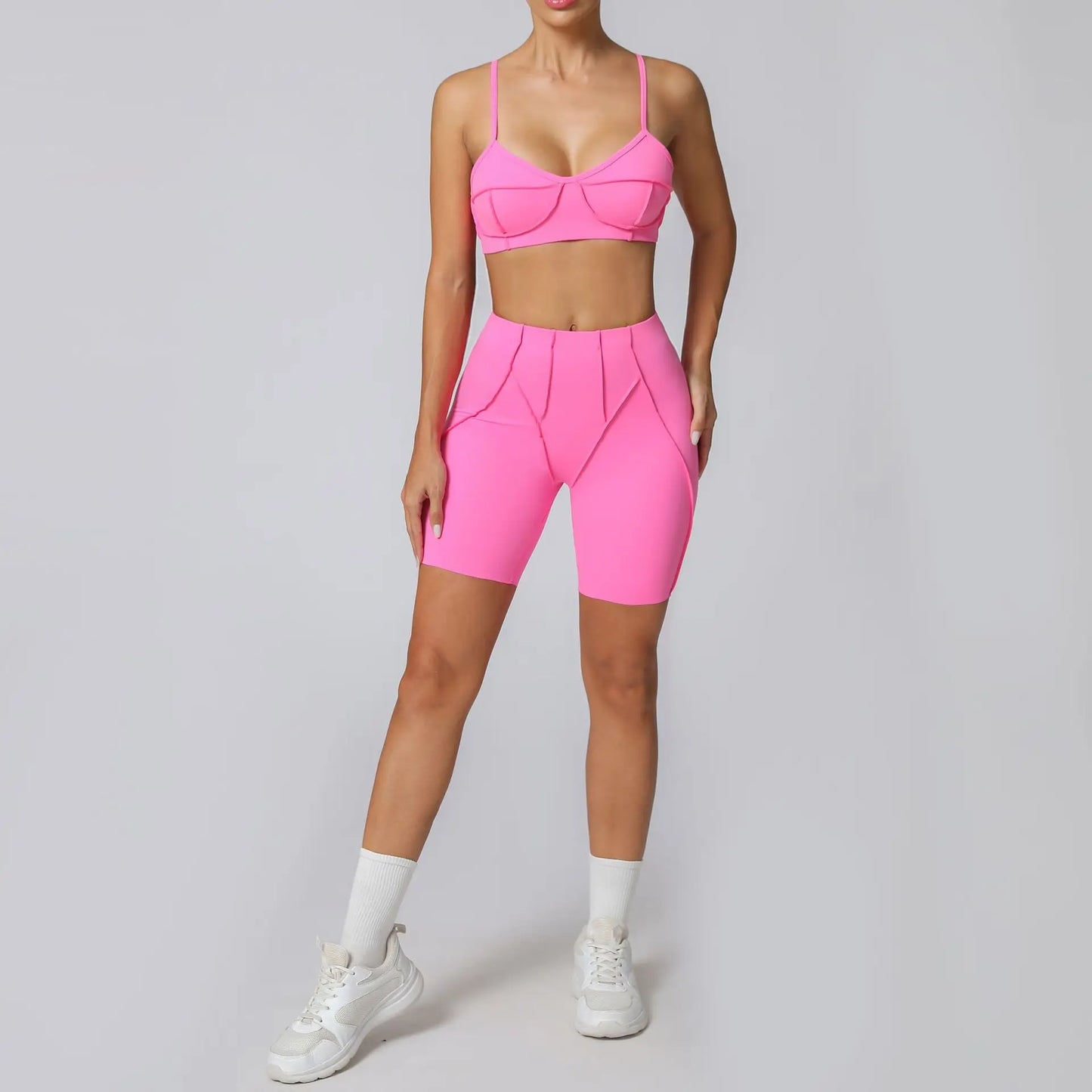 Seamless Yoga Fitness Set With High Waist Leggings And Backless Bra