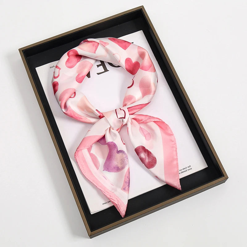 Luxury Square Silk Scarf With Satin Fashion Hijab Hairband Design Style
