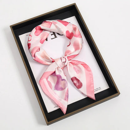 Luxury Square Silk Scarf With Satin Fashion Hijab Hairband Design Style