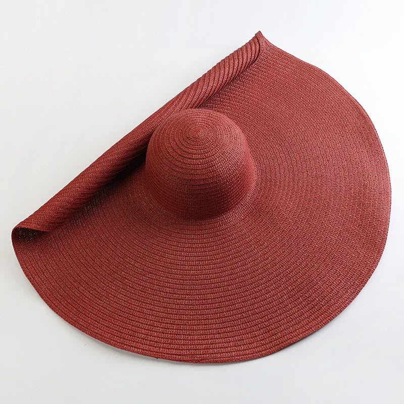 Women's Oversized Straw Sun Hat With Wide Brim UV Protection Design