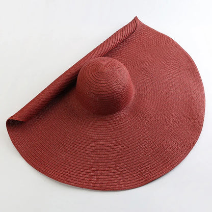 Women's Oversized Straw Sun Hat With Wide Brim UV Protection Design