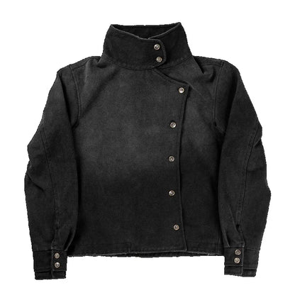 Unisex Vintage Fencing Jacket With Gothic Streetwear And Irregular Button Design
