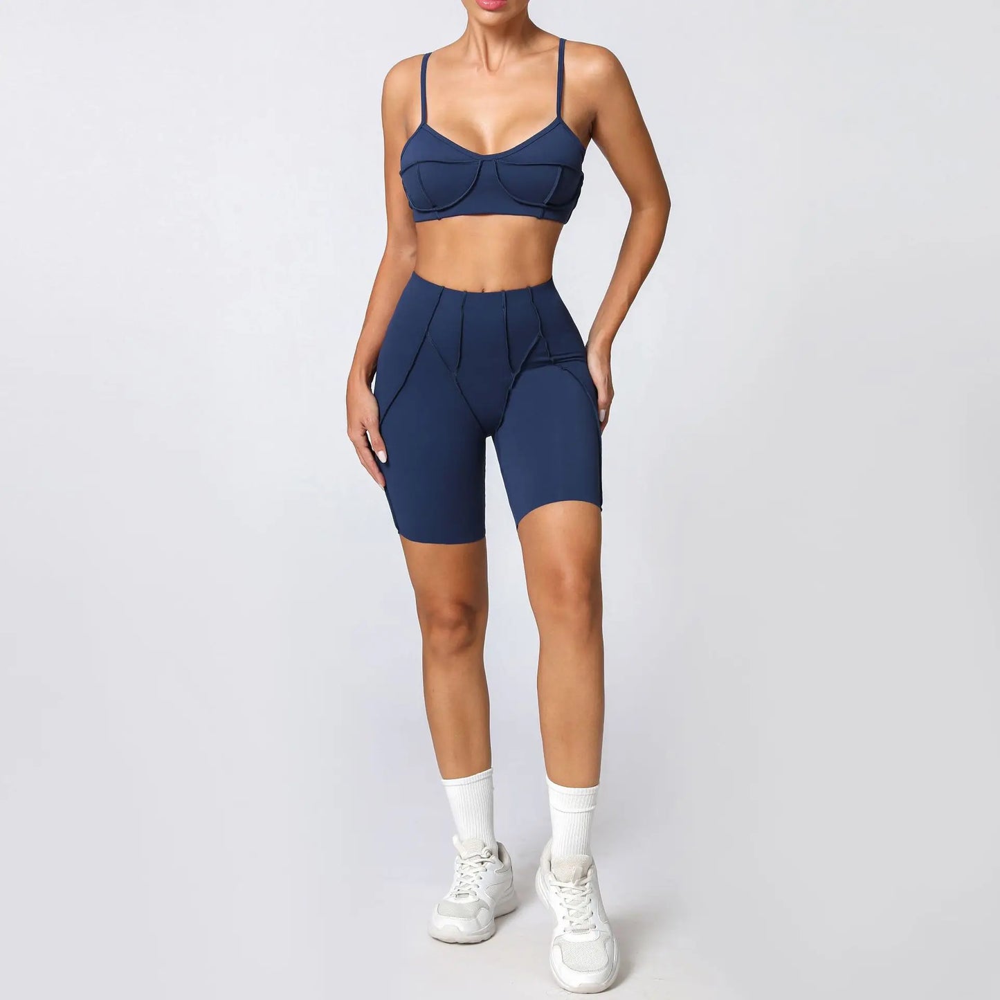 Seamless Yoga Fitness Set With High Waist Leggings And Backless Bra