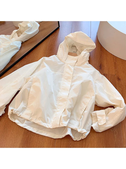 Women's Windproof Hooded Jacket With Long Sleeve Outdoor Sport Style Design