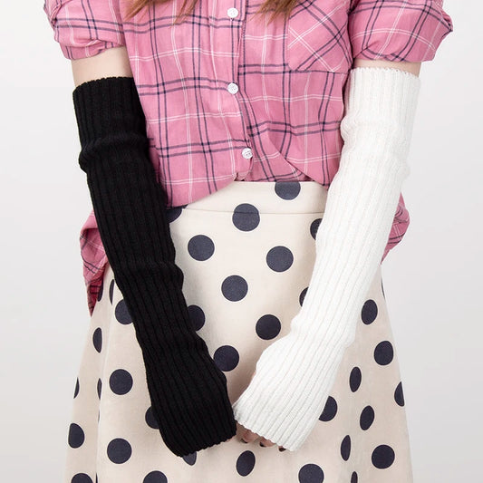 Women's Fingerless Knitted Gloves With Gothic Winter Fashion Arm Sleeve Design