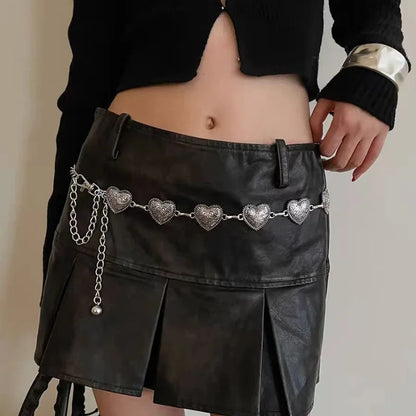 Women's Silver Waist Chain Belt With Retro Summer Fashion Style Design