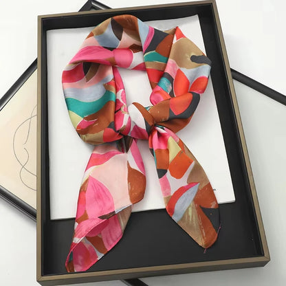 Luxury Square Silk Scarf With Satin Fashion Hijab Hairband Design Style