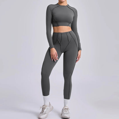 Seamless Yoga Fitness Set With High Waist Leggings And Backless Bra