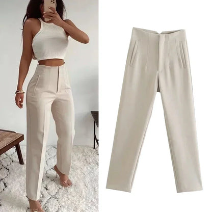 Women's High Waist Office Pants With Formal Pencil Trouser Fashion Style