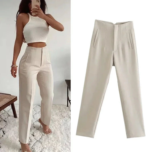 Women's High Waist Office Pants With Formal Pencil Trouser Fashion Style