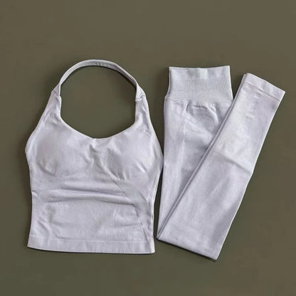 Women Yoga Sportswear Set With Gym Leggings And Fitness Top