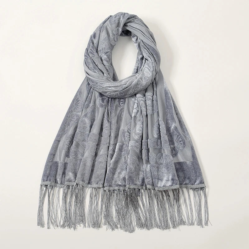Women's Floral Lace Silk Scarf With Elegant Gradient Fashion Design Style