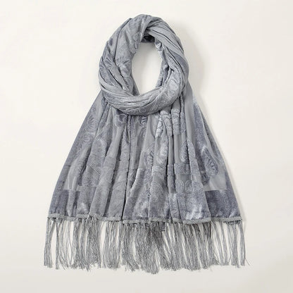 Women's Floral Lace Silk Scarf With Elegant Gradient Fashion Design Style