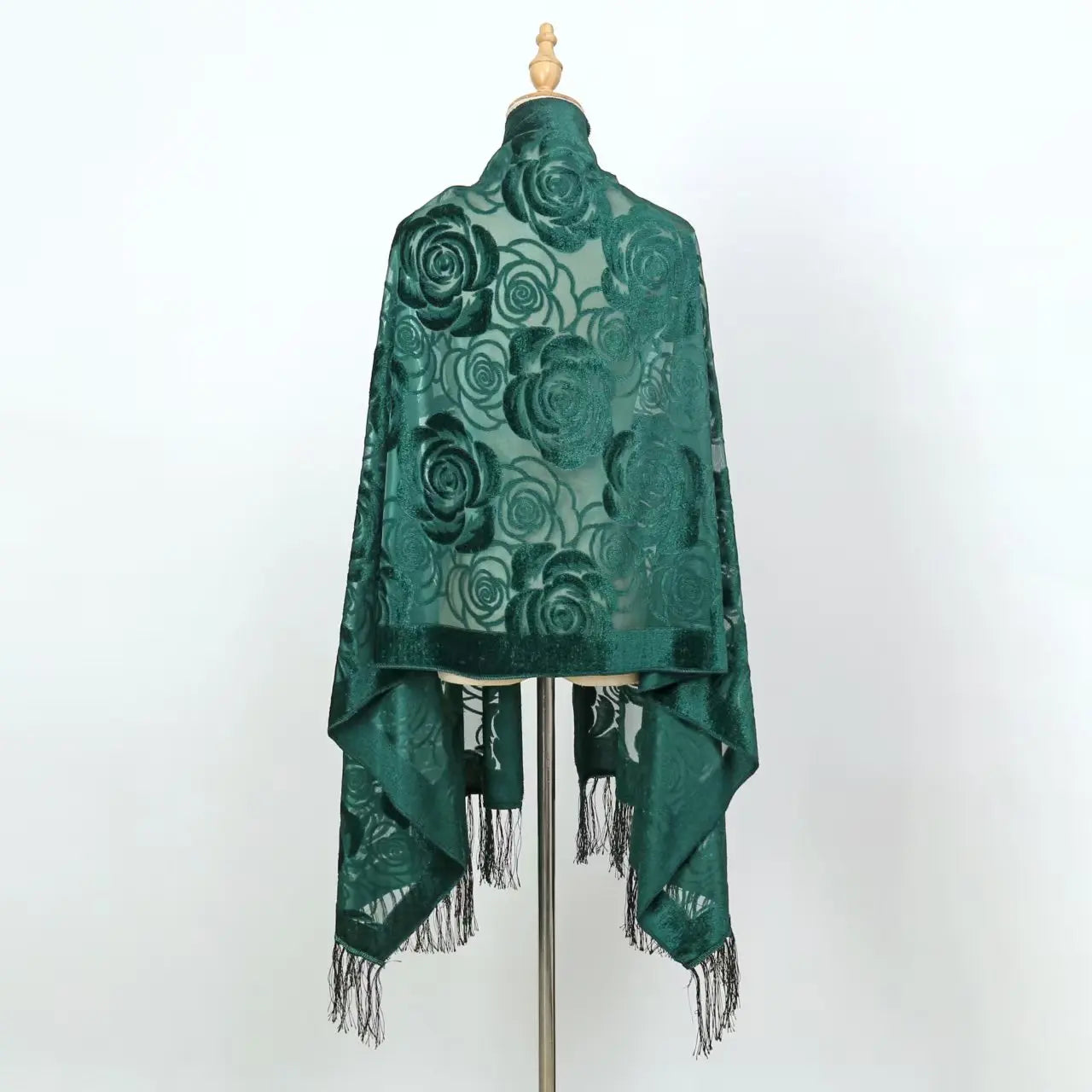 Women's Floral Lace Silk Scarf With Elegant Gradient Fashion Design Style