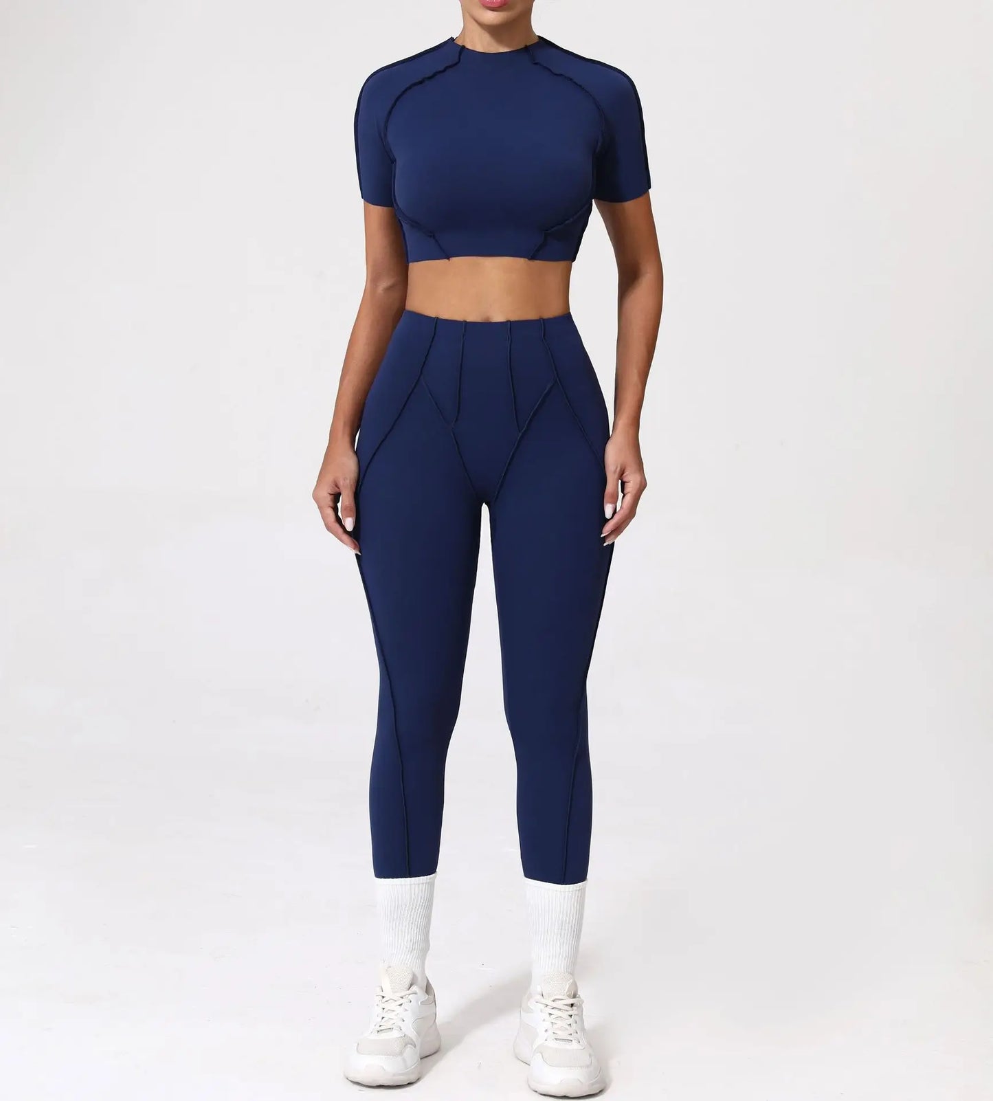 Seamless Yoga Fitness Set With High Waist Leggings And Backless Bra