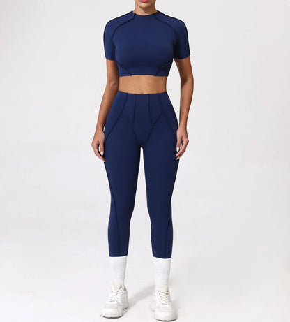 Seamless Yoga Fitness Set With High Waist Leggings And Backless Bra