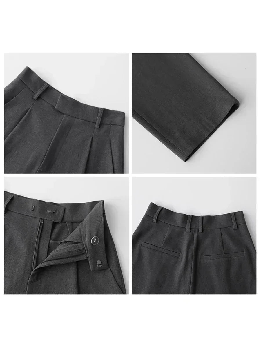 Women's Casual Wide Leg Suit Pants With Straight Office Fashion Style