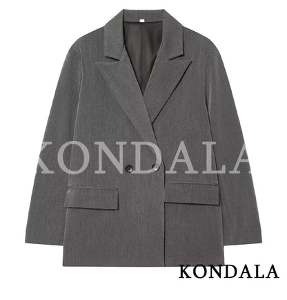 Women's Double Breasted Blazer With Elegant Minimalist Office Fashion Style Design