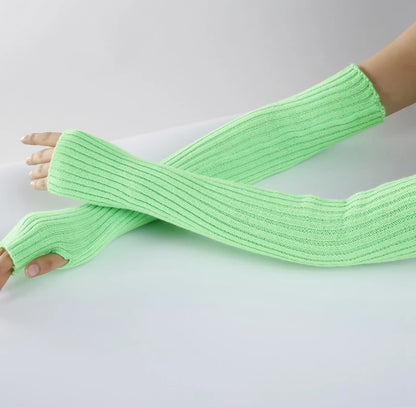 Women's Fingerless Knitted Gloves With Gothic Winter Fashion Arm Sleeve Design