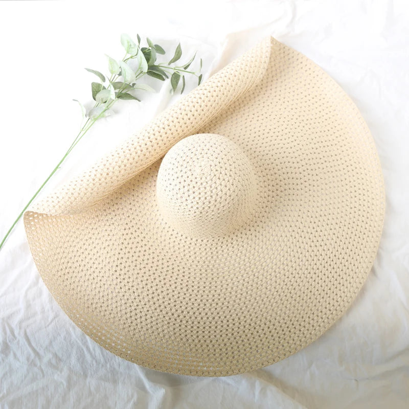 Women's Oversized Straw Sun Hat With Wide Brim UV Protection Design