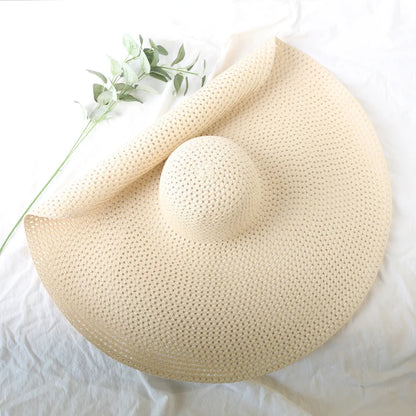 Women's Oversized Straw Sun Hat With Wide Brim UV Protection Design