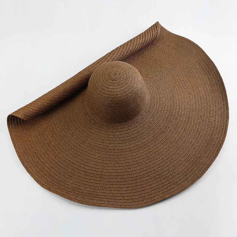 Women's Oversized Straw Sun Hat With Wide Brim UV Protection Design