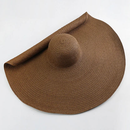 Women's Oversized Straw Sun Hat With Wide Brim UV Protection Design