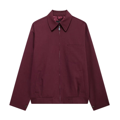 Women's Zipper Bomber Jacket With Loose Retro Fall Fashion Style Design