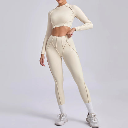 Seamless Yoga Fitness Set With High Waist Leggings And Backless Bra