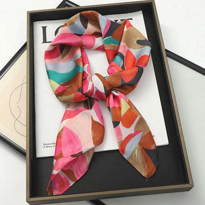 Luxury Square Silk Scarf With Satin Fashion Hijab Hairband Design Style