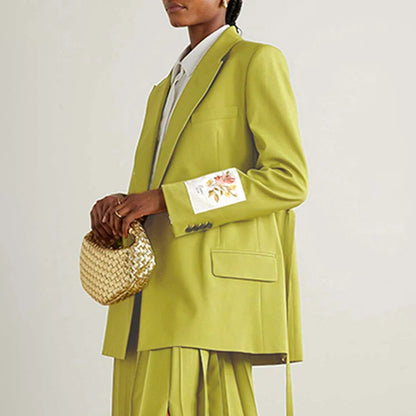 Women's Stylish Green Blazer Jacket With Loose Luxury Fashion Design Style