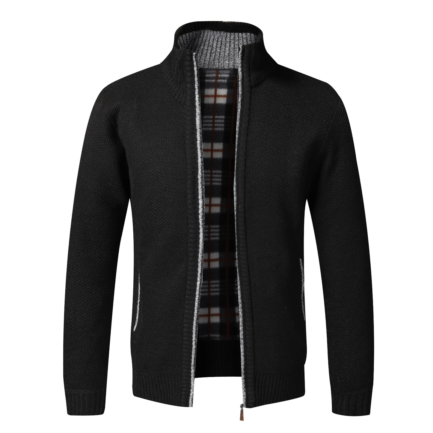 Mens Fleece Cardigan Jacket With Full Zip Warm Winter Fashion Style