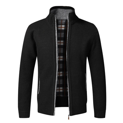 Mens Fleece Cardigan Jacket With Full Zip Warm Winter Fashion Style