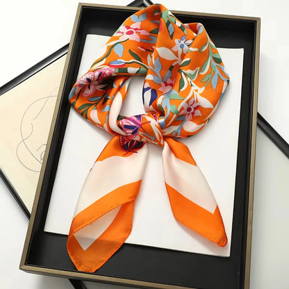Luxury Square Silk Scarf With Satin Fashion Hijab Hairband Design Style