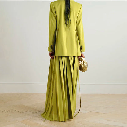 Women's Stylish Green Blazer Jacket With Loose Luxury Fashion Design Style