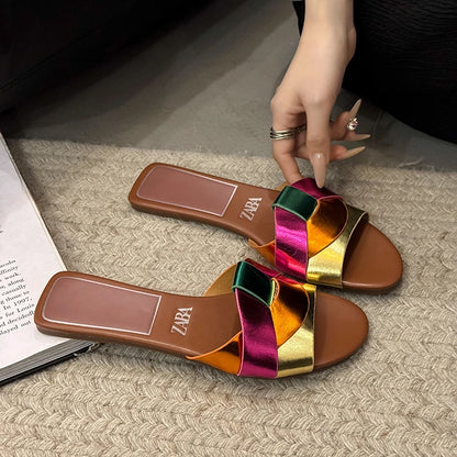 Women's Summer Fashion Slippers With Solid Color Comfortable Stylish Design Features