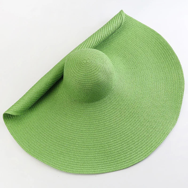 Women's Oversized Straw Sun Hat With Wide Brim UV Protection Design