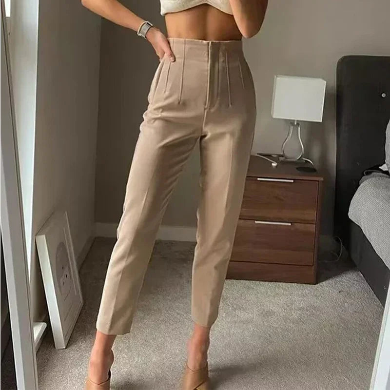 Women's High Waist Office Pants With Formal Pencil Trouser Fashion Style