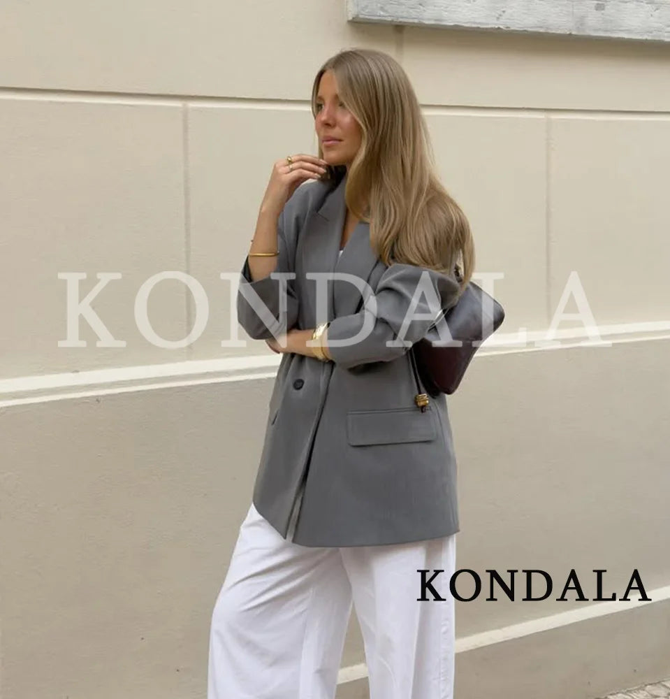Women's Double Breasted Blazer With Elegant Minimalist Office Fashion Style Design