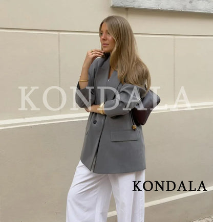 Women's Double Breasted Blazer With Elegant Minimalist Office Fashion Style Design