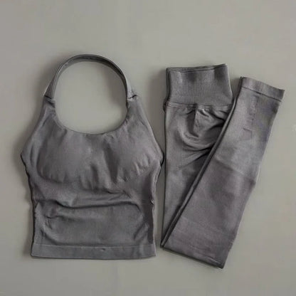 Women Yoga Sportswear Set With Gym Leggings And Fitness Top