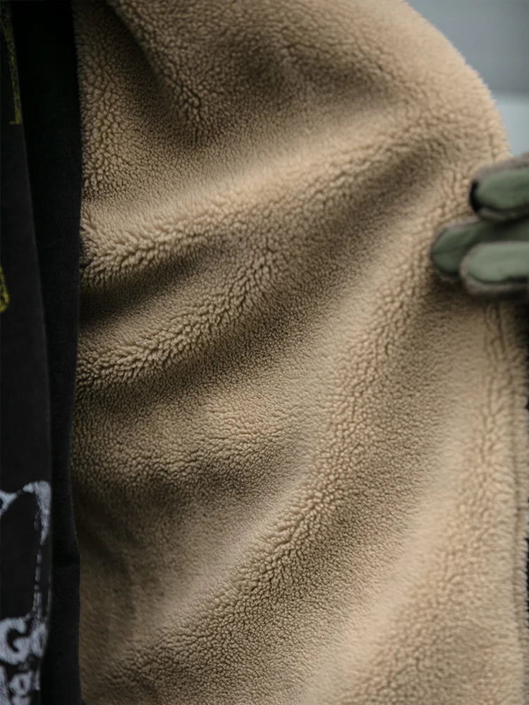 Mens Vintage Polar Fleece Jacket With Warm Korean Streetwear Fashion Style