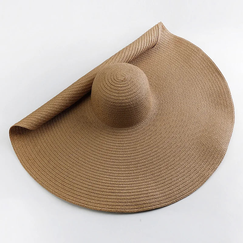 Women's Oversized Straw Sun Hat With Wide Brim UV Protection Design
