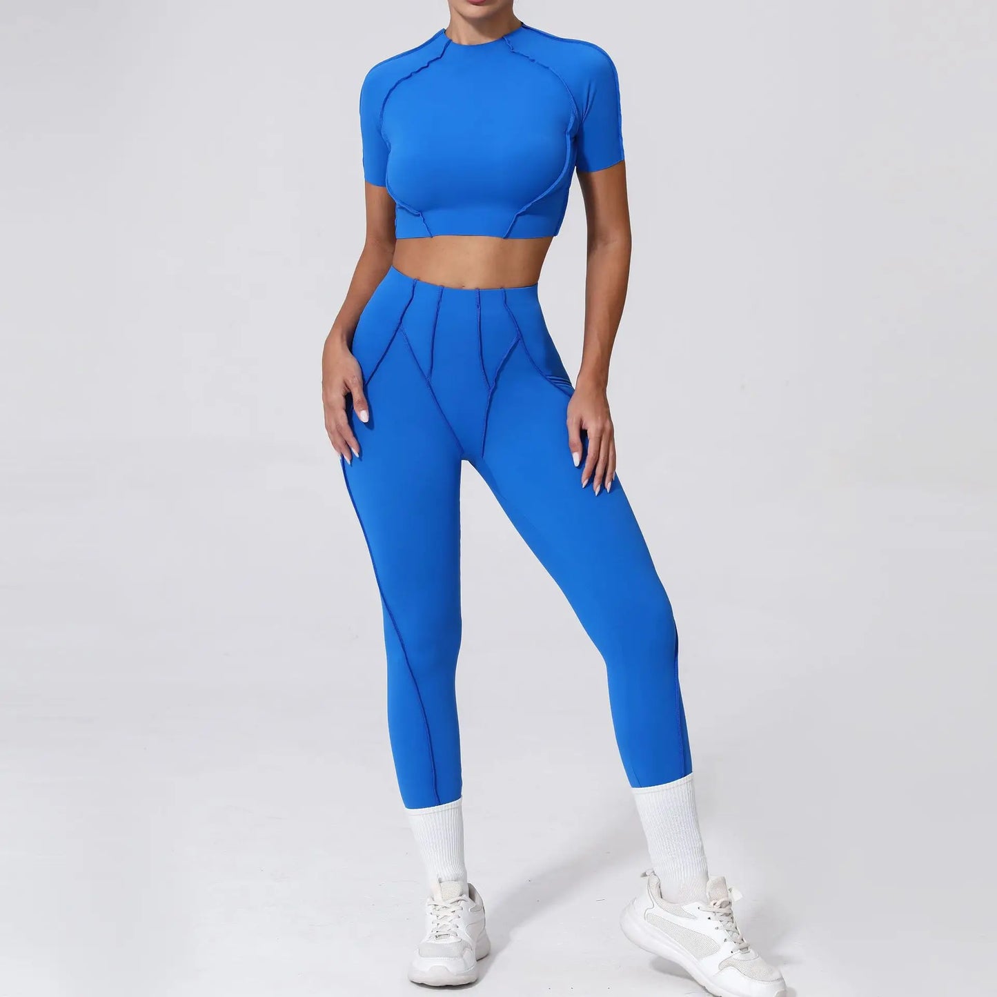 Seamless Yoga Fitness Set With High Waist Leggings And Backless Bra