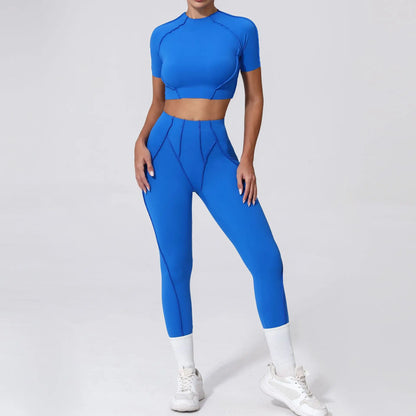 Seamless Yoga Fitness Set With High Waist Leggings And Backless Bra