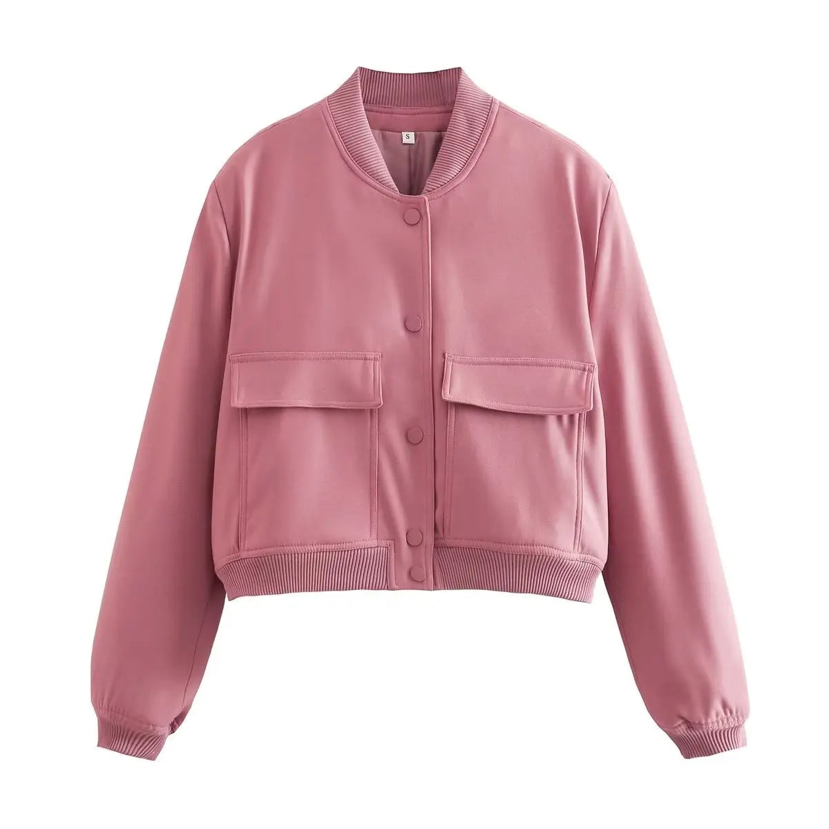 Women's Solid Bomber Jacket With Chic Long Sleeve Fashion Style Design