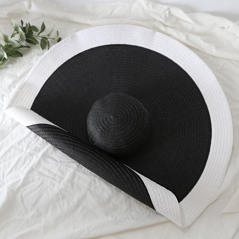 Women's Oversized Straw Sun Hat With Wide Brim UV Protection Design